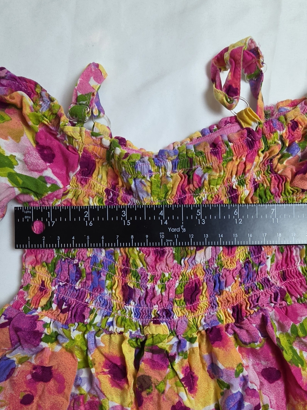 The Children's Place Pink Floral Smocked Casual Dress with Multicolor Blooms - Picture 6 of 7